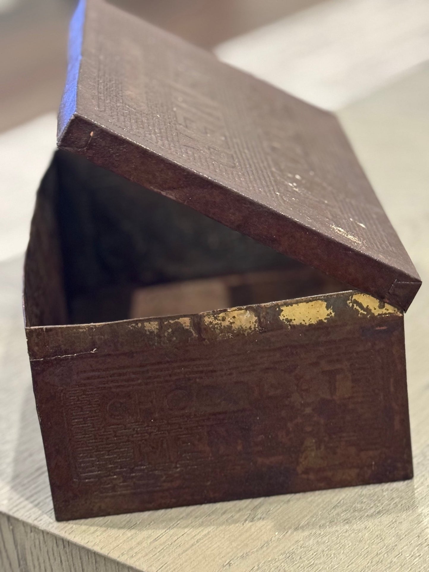 Antique Chocolat Menier Box — Dark Brown - Veranda Cafe & Mercantile