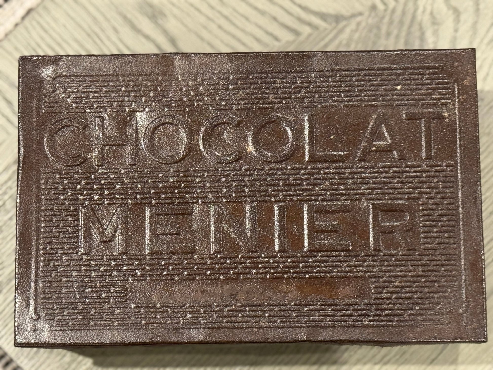 Antique Chocolat Menier Box — Dark Brown - Veranda Cafe & Mercantile