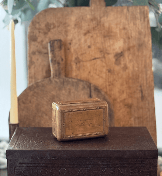 Antique Chocolat Menier Box — Small Gold - Veranda Cafe & Mercantile