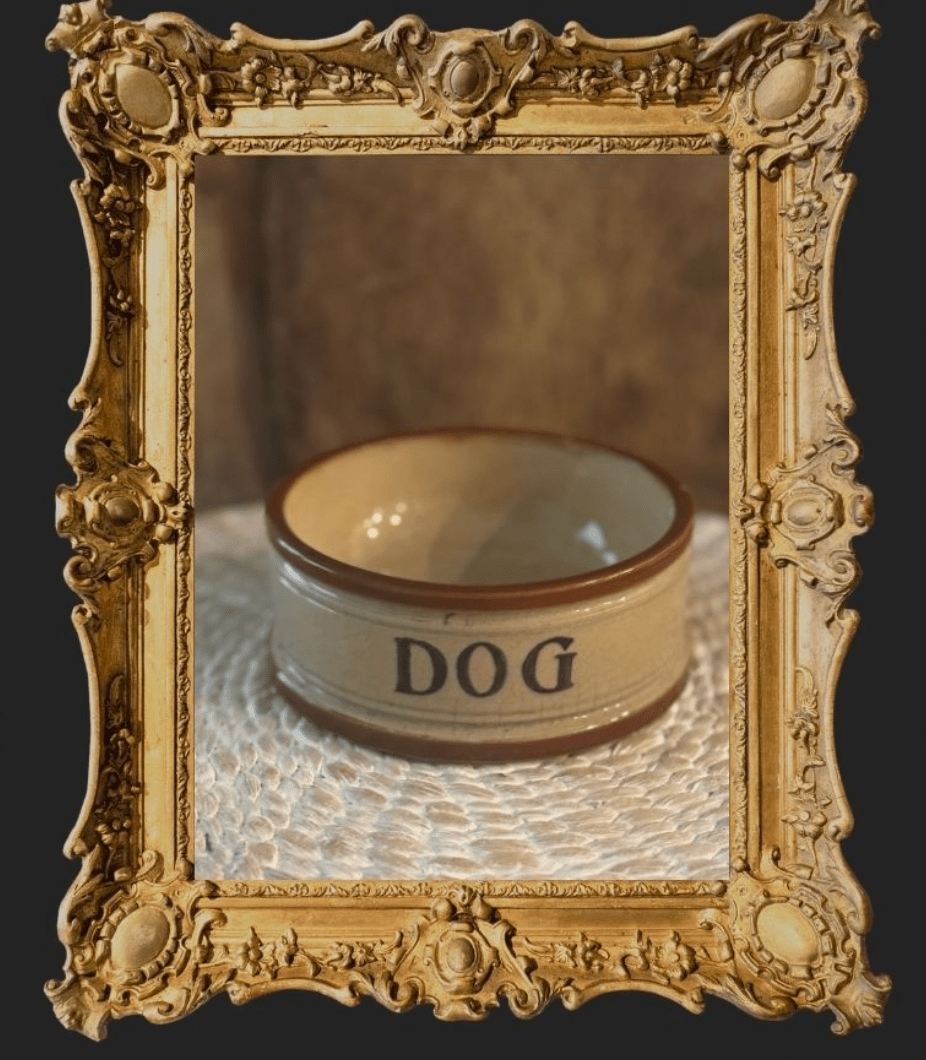 Antique English Dog Bowl - Veranda Cafe & Mercantile