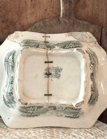 Antique English Spode Platter depicting “The Wolf and the Crane” - Veranda Cafe & Mercantile