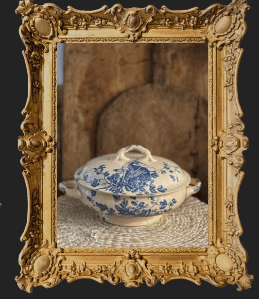 Antique French Blue Jules Vieillard Bordeaux GIbier Tureen - Veranda Cafe & Mercantile