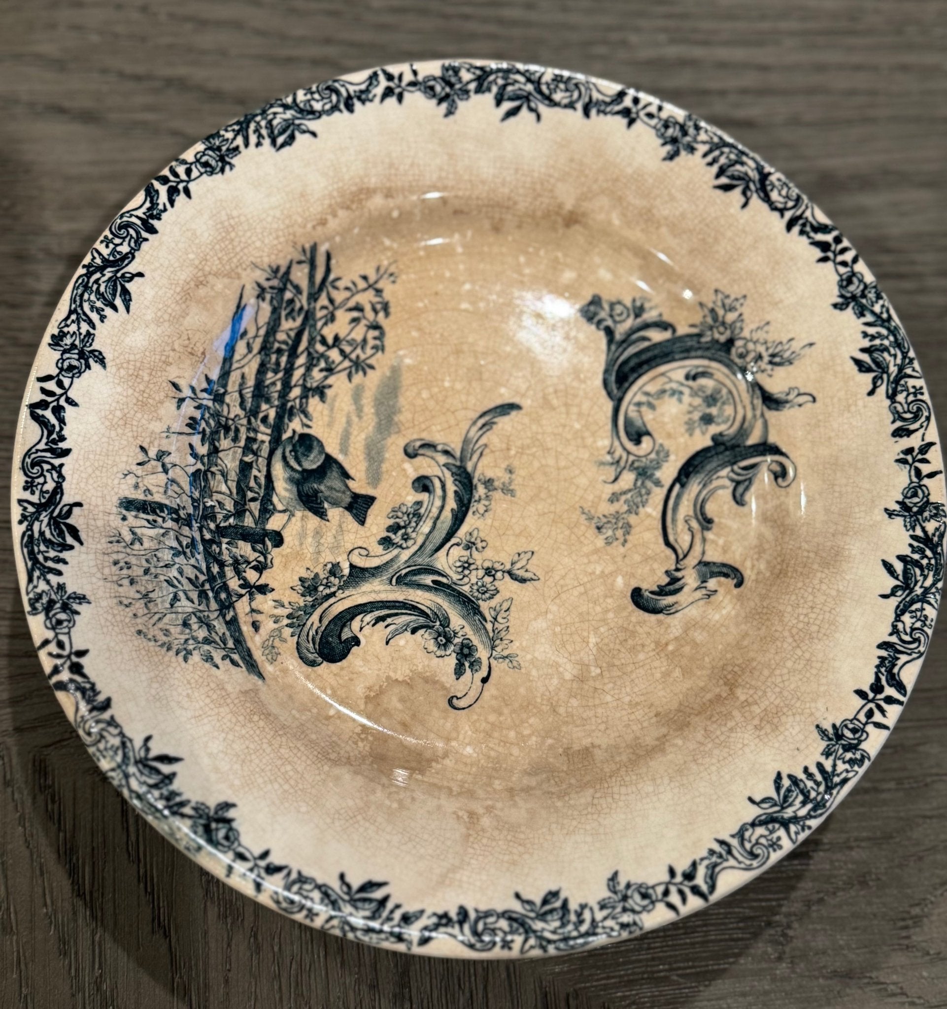 Antique French Ironstone Footed Plate by Jules Vieillard - Veranda Cafe & Mercantile