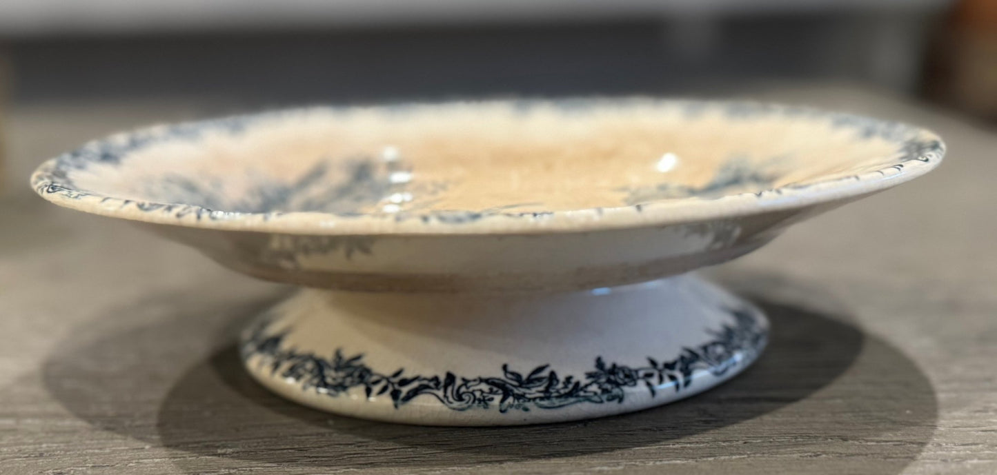 Antique French Ironstone Footed Plate by Jules Vieillard - Veranda Cafe & Mercantile