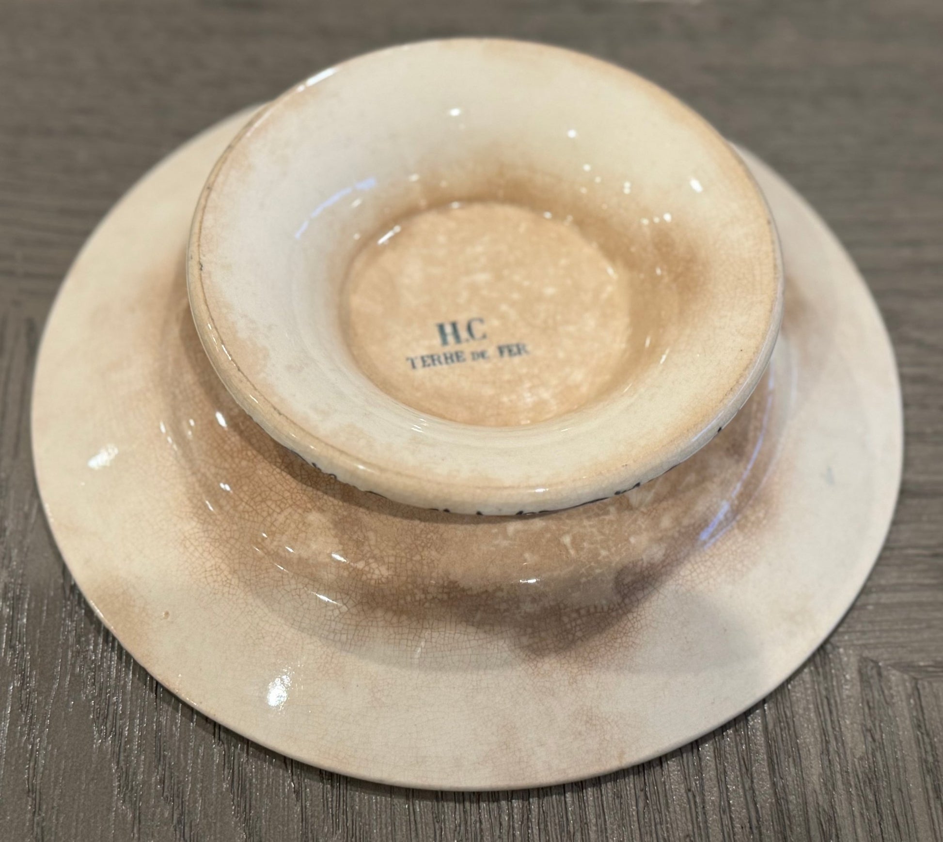 Antique French Ironstone Footed Plate by Jules Vieillard - Veranda Cafe & Mercantile
