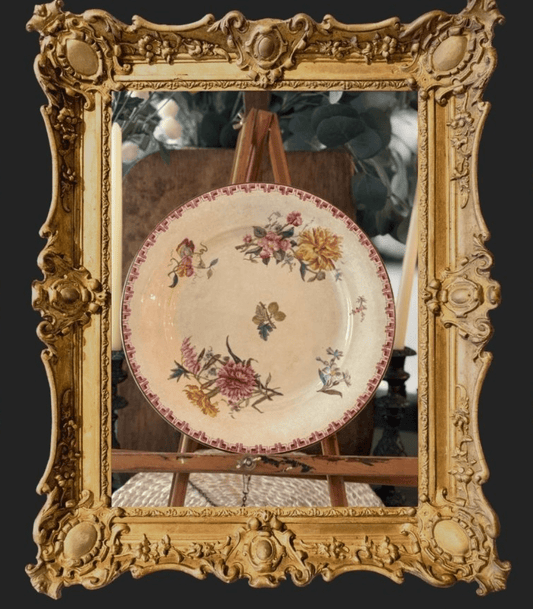Antique French Large polychrome Sarreguemines Linnée platter - Veranda Cafe & Mercantile