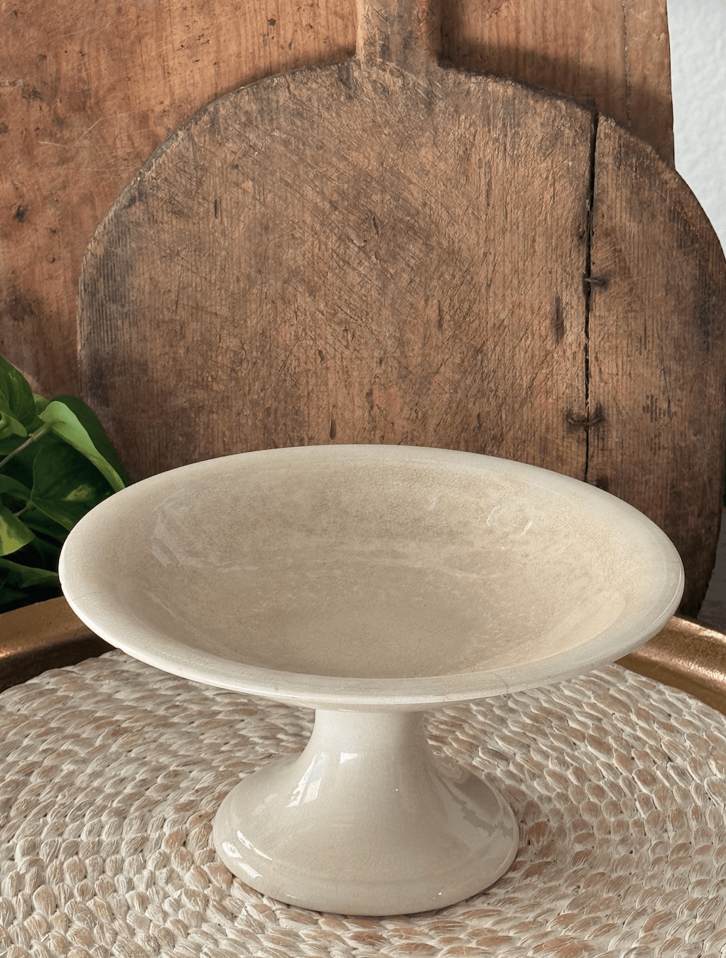 Antique French Sarreguemines White Stained Compotier - Veranda Cafe & Mercantile