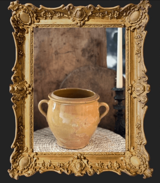 Antique French Yellow Loop Ear Confit Pot - Veranda Cafe & Mercantile