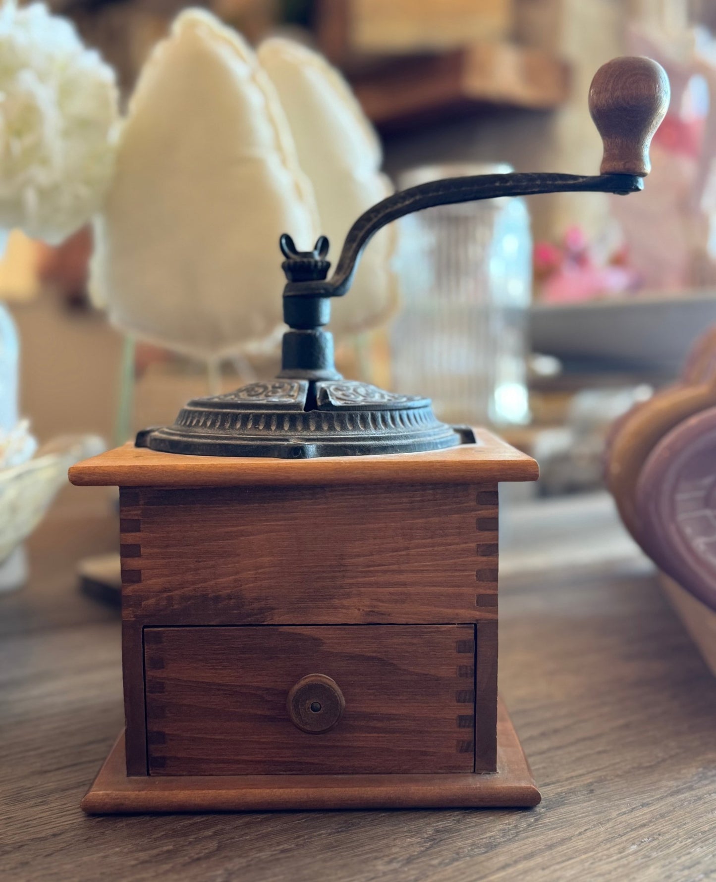 Antique Hand - Crank Coffee Grinder - Veranda Cafe & Mercantile