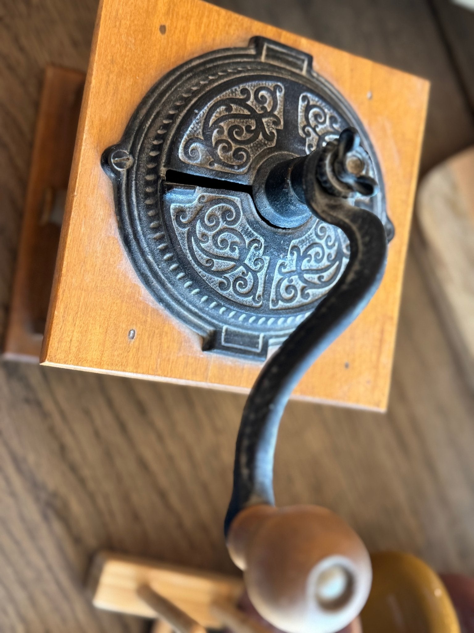 Antique Hand - Crank Coffee Grinder - Veranda Cafe & Mercantile