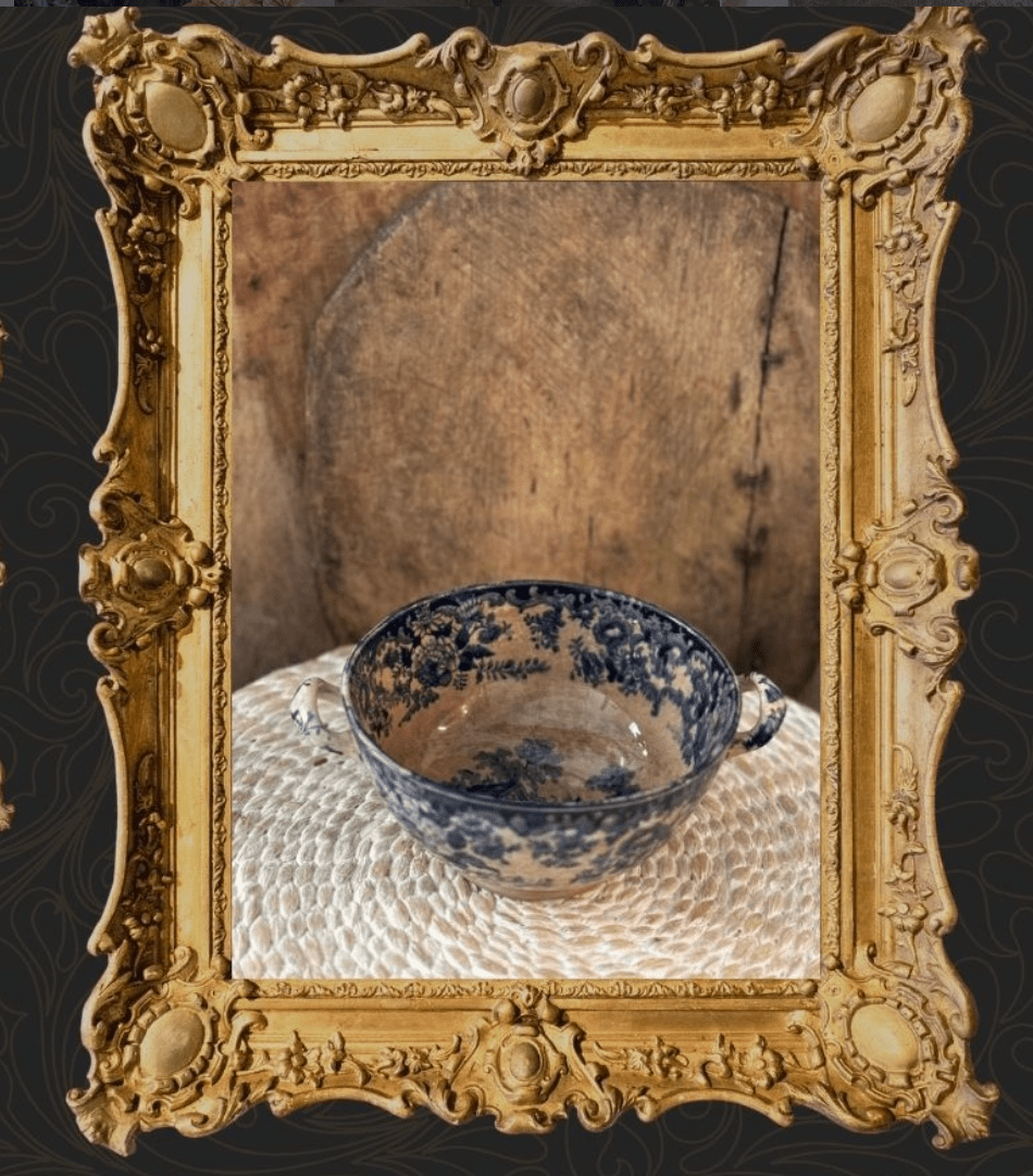 Antique Heavily Stained Bowl with Handles - Veranda Cafe & Mercantile