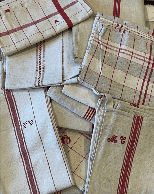 Antique Linen/Hemp Red Striped Torchon from the Farm - Veranda Cafe & Mercantile