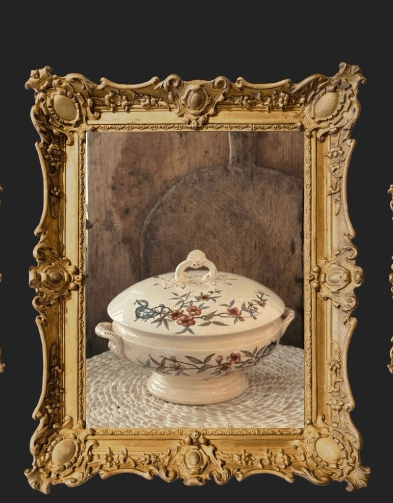 Antique Sarreguemines French Polychrome Soupière - Veranda Cafe & Mercantile