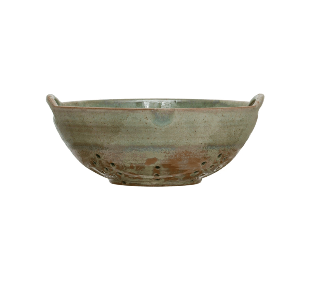 Aqua Stoneware Berry Bowl with Handles - Veranda Cafe & Mercantile