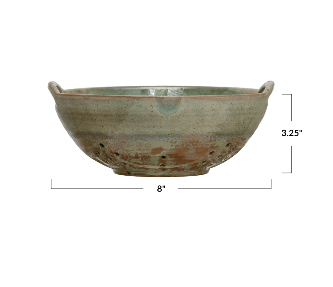 Aqua Stoneware Berry Bowl with Handles - Veranda Cafe & Mercantile