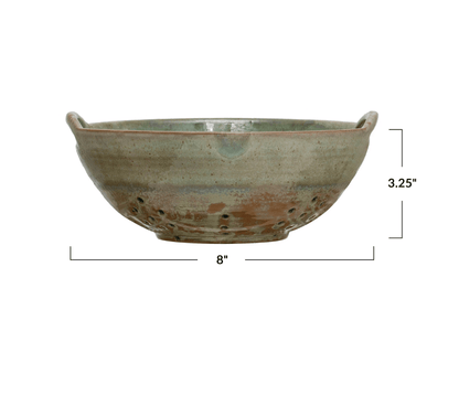 Aqua Stoneware Berry Bowl with Handles - Veranda Cafe & Mercantile