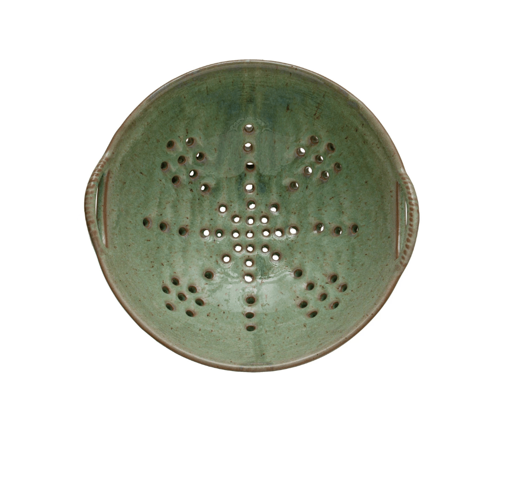 Aqua Stoneware Berry Bowl with Handles - Veranda Cafe & Mercantile