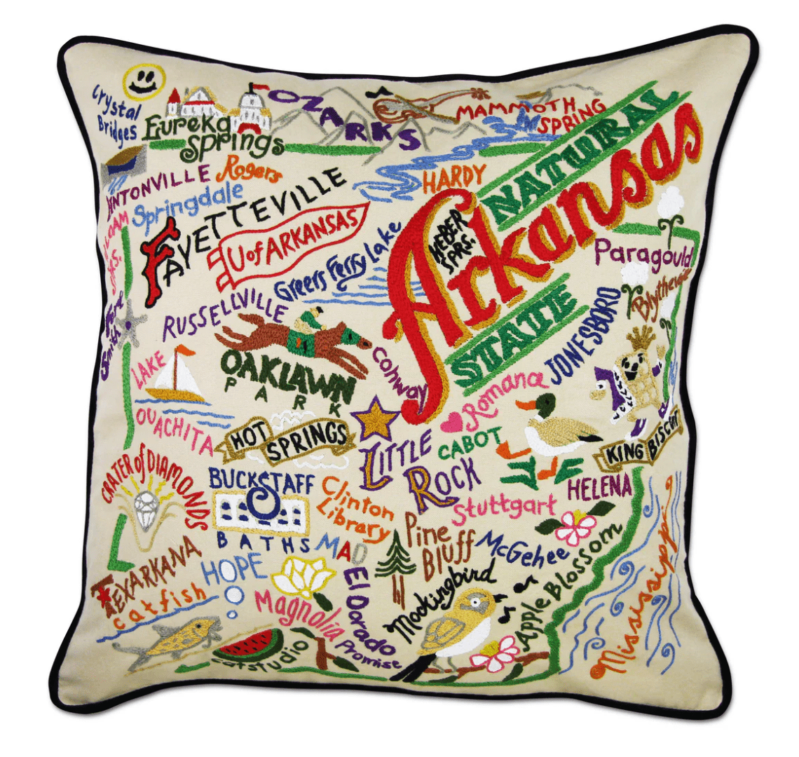 Arkansas Hand - Embroidered Pillow - Veranda Cafe & Mercantile