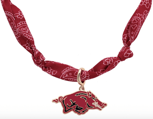 Arkansas Razorbacks Logo Bandana Scarf Necklace - Veranda Cafe & Mercantile