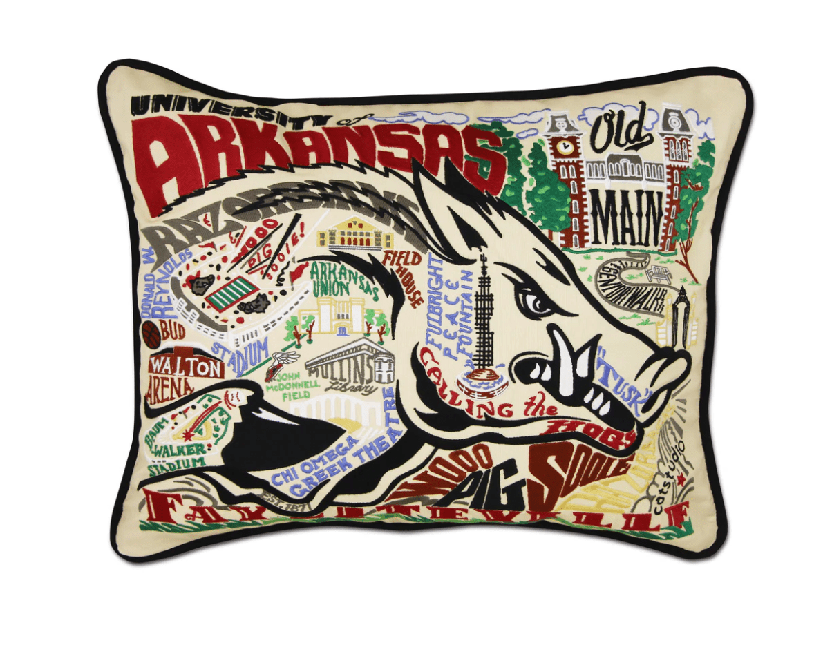 Arkansas, University of Embroidered Pillow - Veranda Cafe & Mercantile