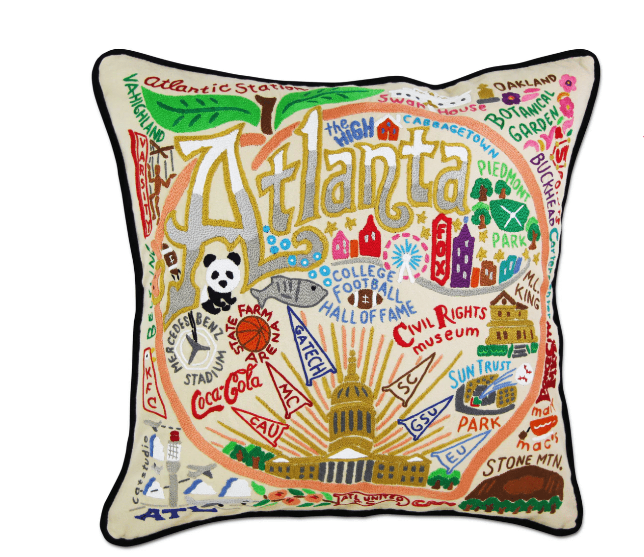 Atlanta Hand - Embroidered Pillow - Veranda Cafe & Mercantile