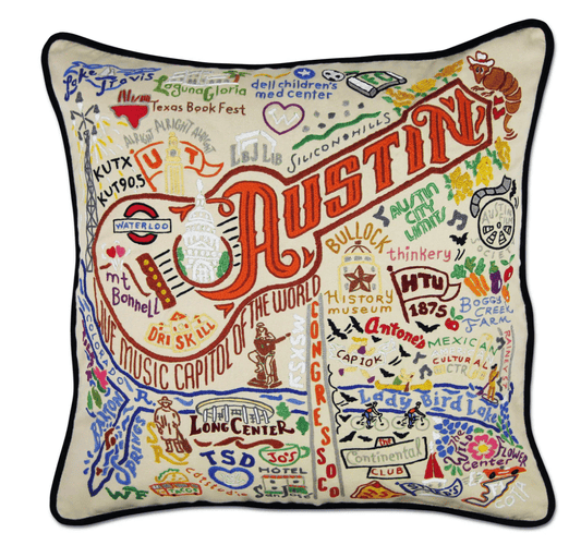 Austin Hand - Embroidered Pillow - Veranda Cafe & Mercantile