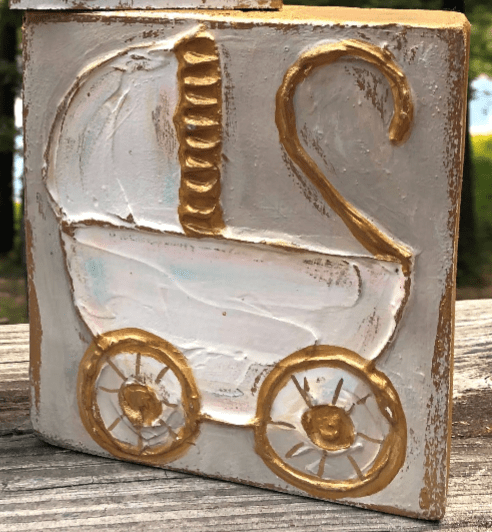 Baby Carriage Wood Block - Veranda Cafe & Mercantile