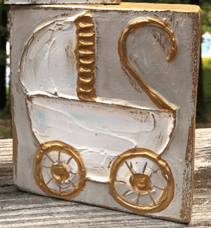 Baby Carriage Wood Block - Veranda Cafe & Mercantile