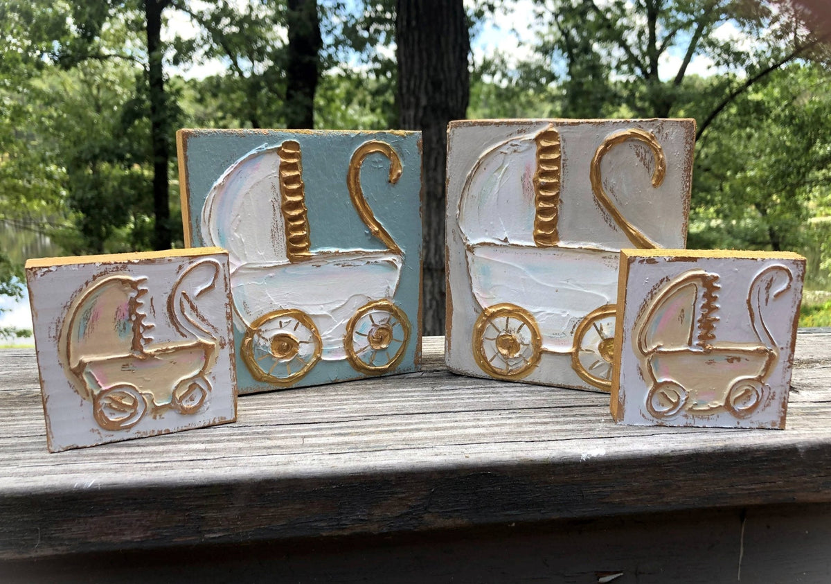 Baby Carriage Wood Block - Veranda Cafe & Mercantile