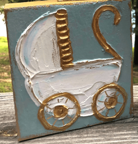Baby Carriage Wood Block - Veranda Cafe & Mercantile