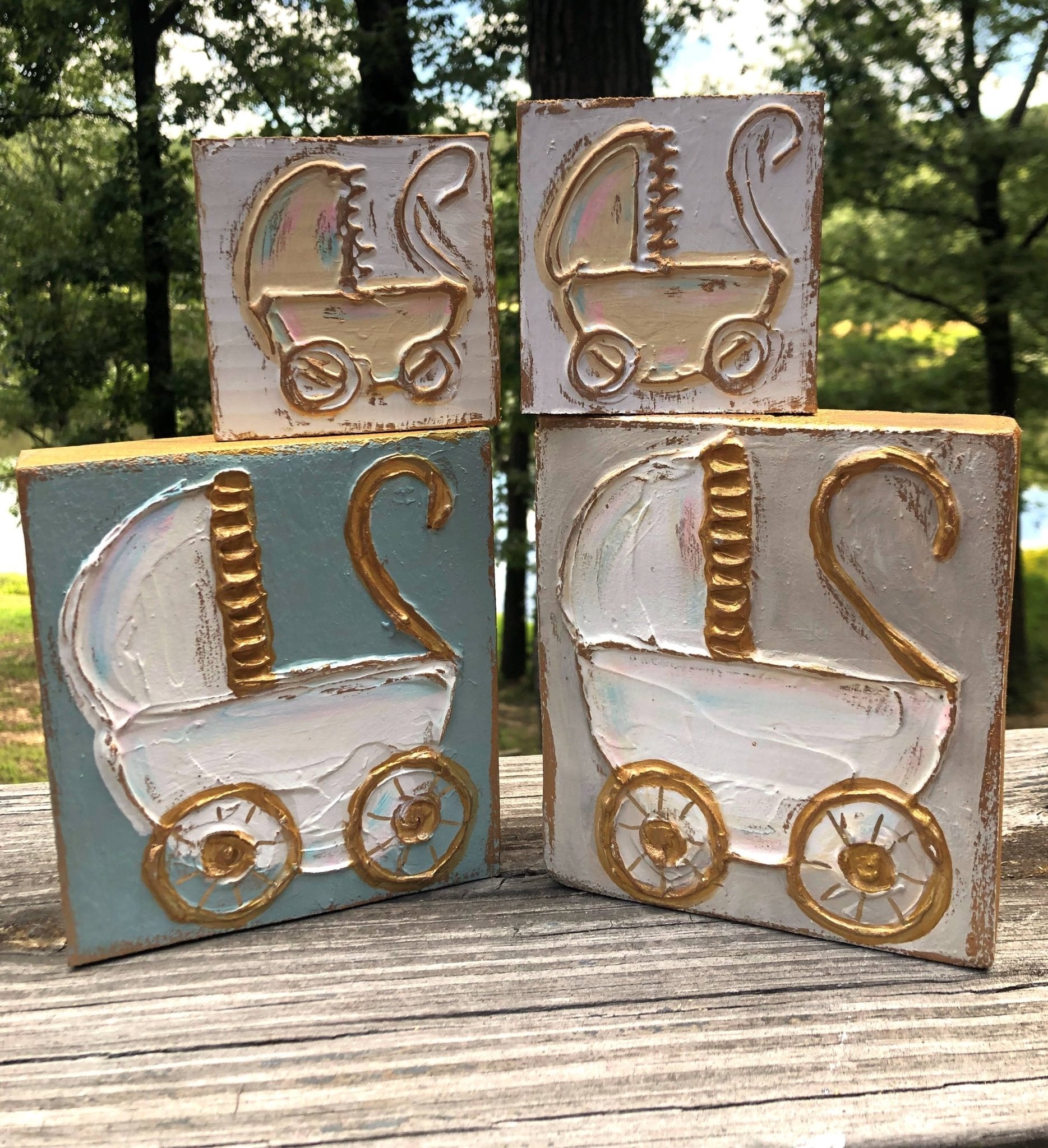 Baby Carriage Wood Block - Veranda Cafe & Mercantile