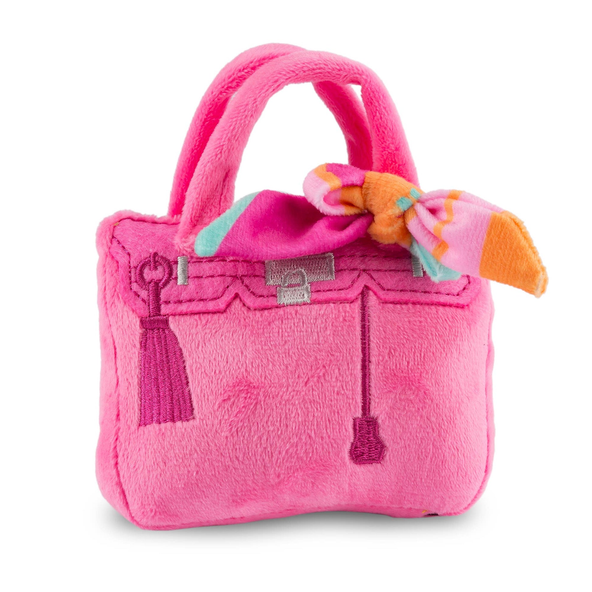 Barkin Bag - *CHIC DOGGIE* Pink w/ Scarf Squeaker Dog Toy - Veranda Cafe & Mercantile