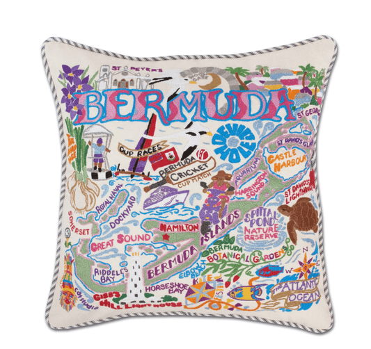 Bermuda Hand - Embroidered Pillow - Veranda Cafe & Mercantile