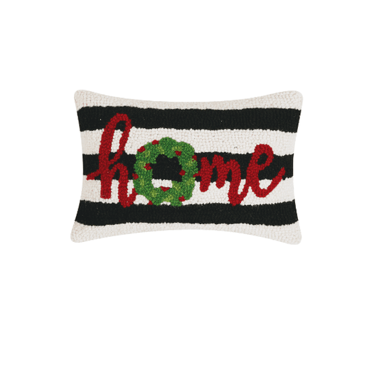 Black & White Holiday Home Hook Pillow - Veranda Cafe & Mercantile