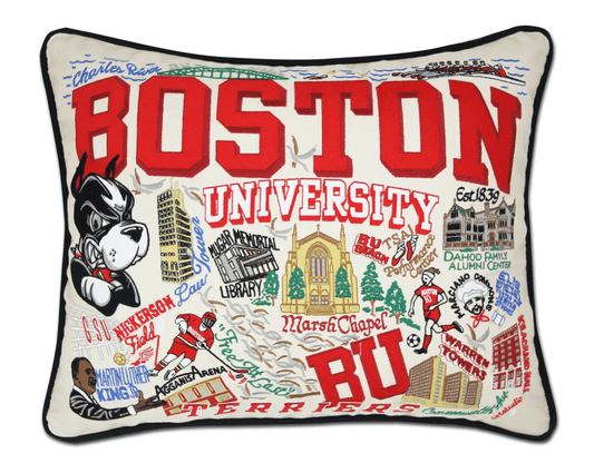 Boston University Embroidered Pillow - Veranda Cafe & Mercantile