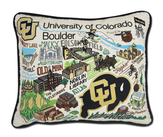 Boulder, University of Colorado Embroidered Pillow - Veranda Cafe & Mercantile