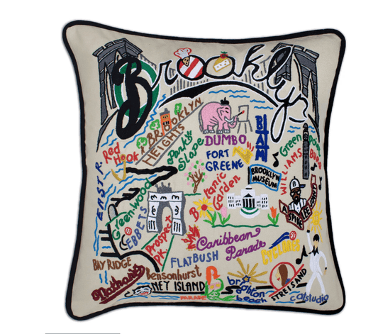 Brooklyn Hand - Embroidered Pillow - Veranda Cafe & Mercantile