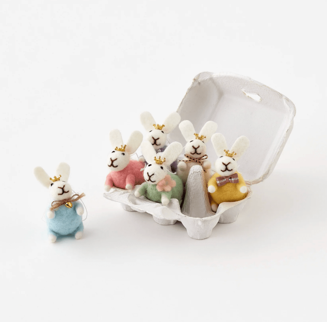 Bunny in Egg Crate - Set of 6 Assorted - Veranda Cafe & Mercantile