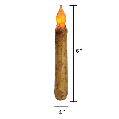 Burnt Ivory Timer Taper, 6" - Veranda Cafe & Mercantile