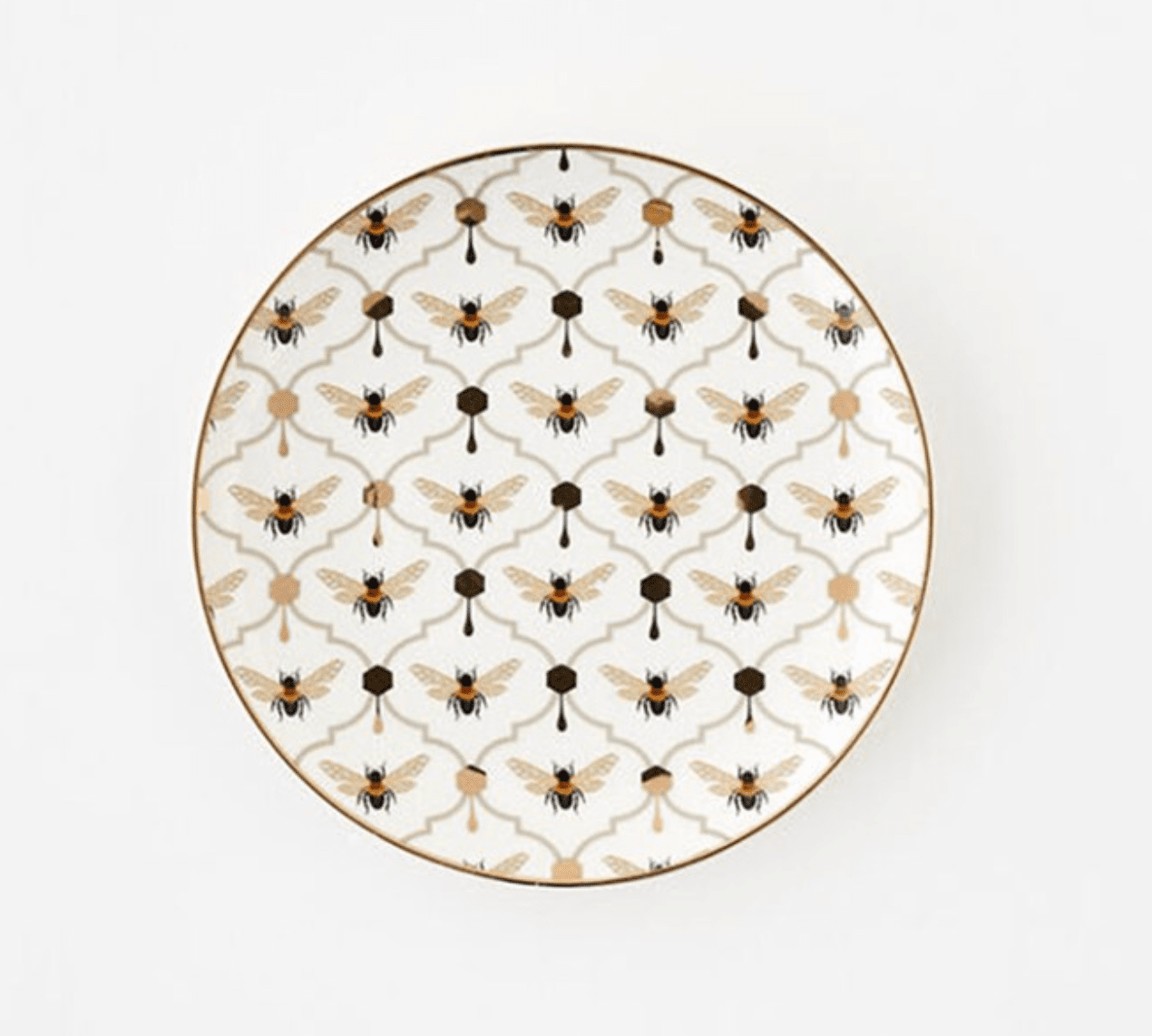 Busy Bees Coupe Plate w/Gold Trim - Veranda Cafe & Mercantile