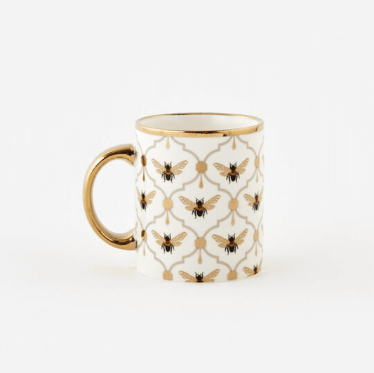 Busy Bees Mug w/Gold Trim - Veranda Cafe & Mercantile