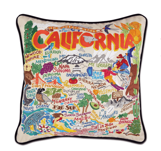 California Hand - Embroidered Pillow - Veranda Cafe & Mercantile