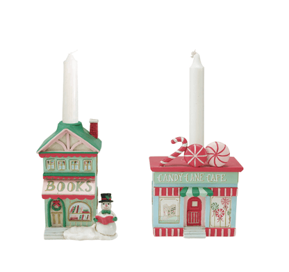 Candy Shop & Book Shop Resin Taper Holder - Veranda Mercantile