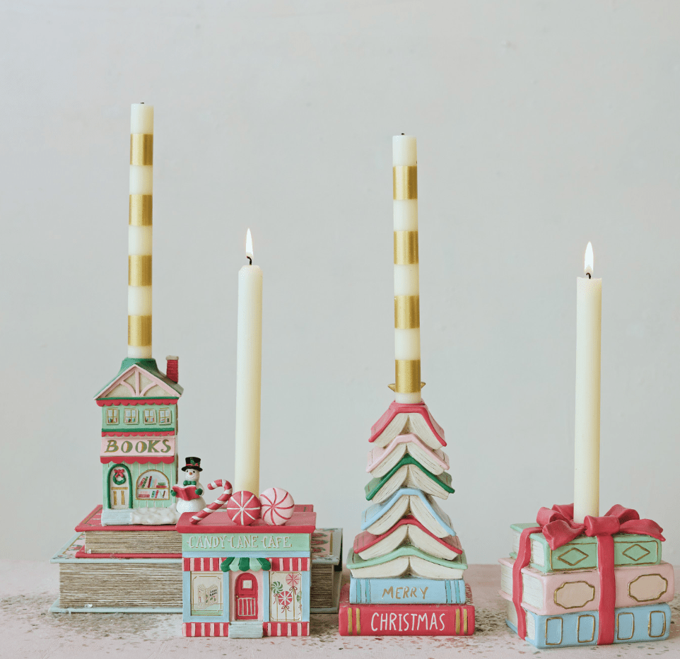 Candy Shop & Book Shop Resin Taper Holder - Veranda Mercantile