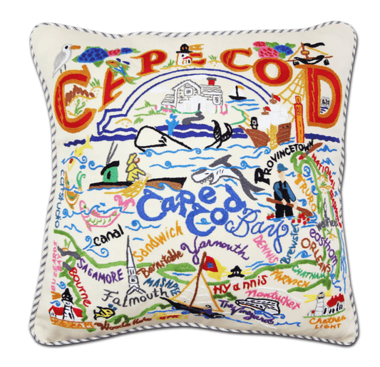 Cape Cod Hand - Embroidered Pillow - Veranda Cafe & Mercantile