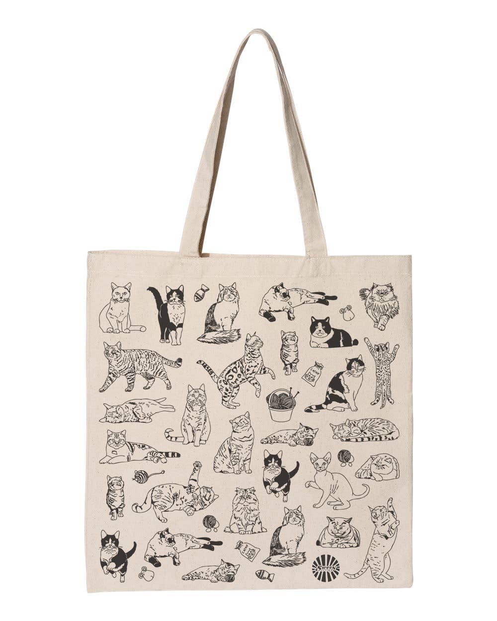 Cat Cotton Canvas Tote Bag - Veranda Cafe & Mercantile