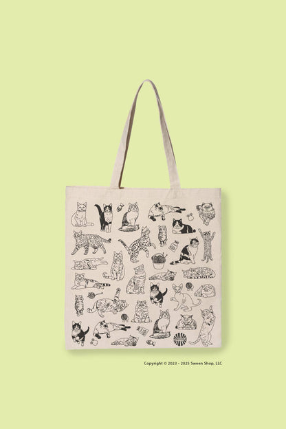 Cat Cotton Canvas Tote Bag - Veranda Cafe & Mercantile