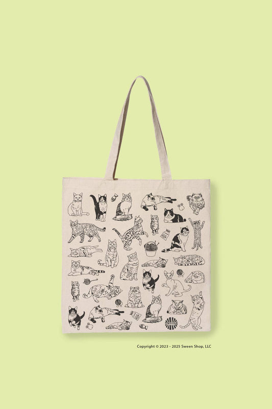 Cat Cotton Canvas Tote Bag - Veranda Cafe & Mercantile