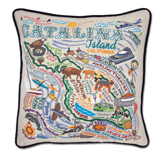 Catalina Hand - Embroidered Pillow - Veranda Cafe & Mercantile