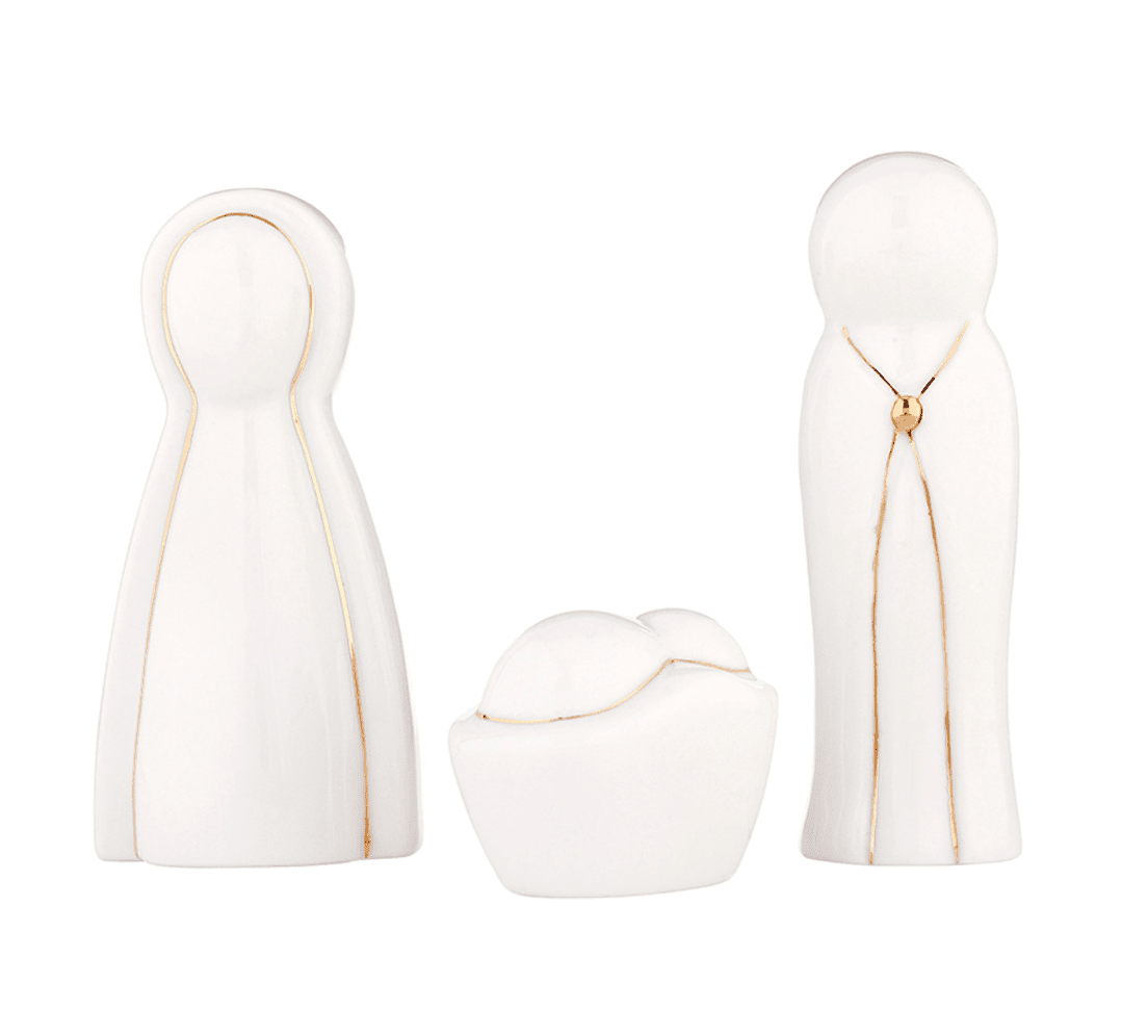 Ceramic Figurines Pine Wood Box - Holy Family - Large - Veranda Cafe & Mercantile